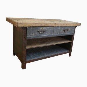 Old Workbench in Fir with Drawers, 1930s
