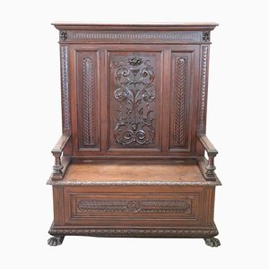Late 19th Century Carved Walnut Bench