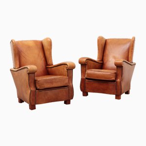 Leather Armchairs, Netherlands, 1970s, Set of 2