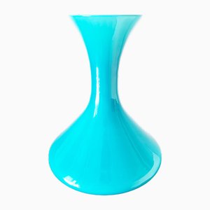 Vintage Vase aus Blauem Opalglas, 1950er