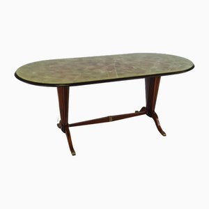 Oval Table in Mahogany and Glass, 1950s