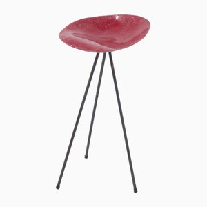 Red Stool in French Resin by Jean Raymond Picard, 1955