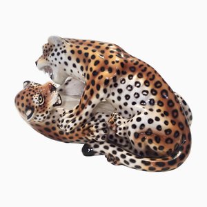 Handbemalte italienische Vintage Jaguare aus Keramik von Giovanni Ronzan, 1950er
