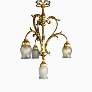 Lampada da soffitto Art Nouveau in bronzo, fine XIX secolo