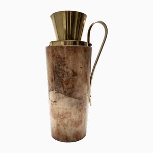 Vintage Italian Turned Beech and Parchment Thermos by Aldo Tura for Macabo, 1960s