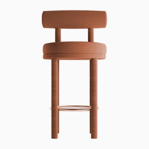 Collector Moca Bar Chair in Boucle Burnt Orange by Studio Rig