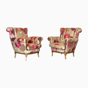 Armchairs with Rubelli Fabric, 1940s, Set of 2