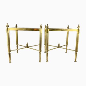 Vintage Hollywood Regency Gilt Bronze and Glass Coffee Tables, France, 1960s, Set of 2