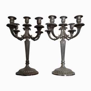 Candelabros italianos de plata, años 80. Juego de 2