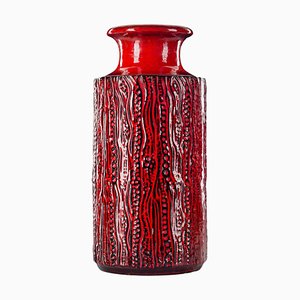 Jarrón vintage con estructura de cerámica en rojo y negro de Carstens Tönnieshof Pottery, años 70