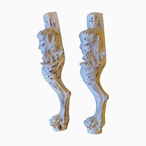 Spanish Wood Painted Carvings, Set of 2