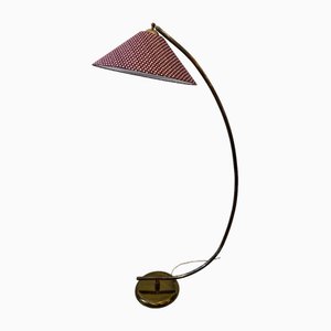 Large Mid-Century Arch Floor Lamp with Fabric Shade, Germany, 1950s