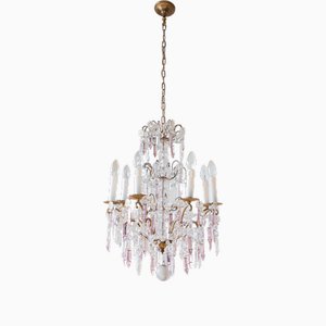 Vintage French Chandelier with Eight Crystal Arms, 1920s