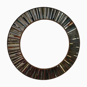 Miroir Vintage Circulaire avec Pierres Pré-Marche et Quartz Coloré, 1980s