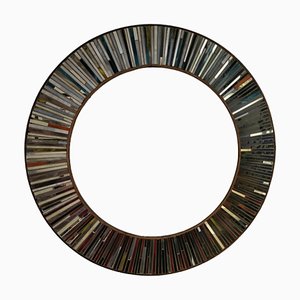Vintage Mirror Circular with Pre-March of Stones and Colored Quartz., 1980s