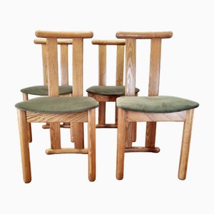 Mid-Century Modern Esszimmerstühle aus Holz & Vervet Stühlen, Italien, 1980er, 4 . Set
