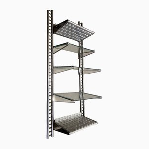 Industrial Adjustable Metal and Glass Wall Shelf