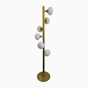 Brass & Murano Glass Spiral Floor Lamp