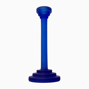 Postmodern Blue Glass Candleholder, 1990s