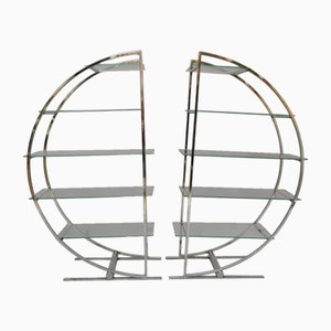 Art Deco Library in Steel and Glass, Set of 2