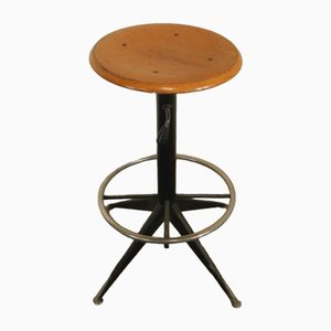 Adjustable Stool in Beechh and Iron,1970s