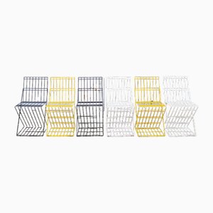 Brutalist Stackable Chairs in Iron, Italy, 1970s, Set of 6