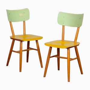 Vintage Wooden Chairs from Ton, 1960s, Set of 2, Set of 2