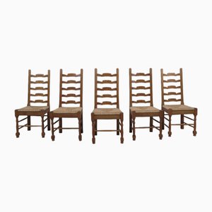 French Provincial Oak Chairs, 1960s, Set of 5