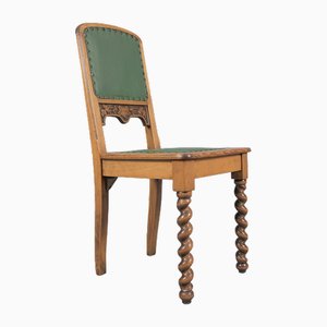 Chaise d'Appoint Néo-Renaissance en Bois et Cuir, 1890s