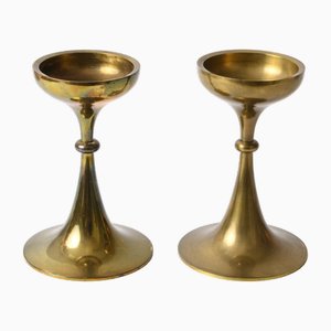 Vintage Danish Brass Candleholders from Hyslop, Set of 2