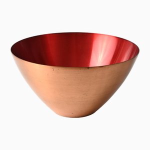 Danish Copper and Red Enamel Bowl from Corona, 1960s