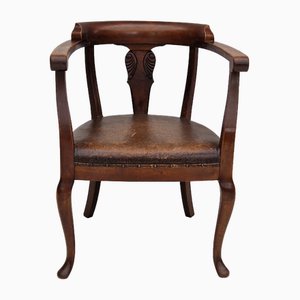 Vintage Scandinavian Armchair in Leather and Oak, 1950s