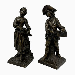 After Clodion, Grand Tour Figures, 1800s, Bronze, Set of 2