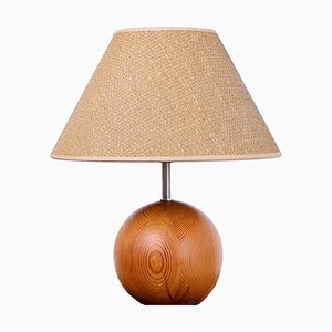 Danish Style Pine Ball Table Lamp, 1970s