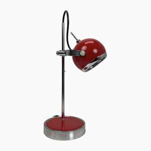 Space Age Eyeball Table Lamp in Chromed and Red Steel, Italy, 1970s