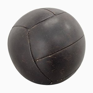 Großer Vintage Medizinball aus schwarzem Leder, 1930er