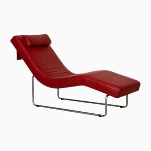680 Chaiselongue aus rotem Leder von Rolf Benz