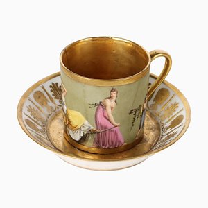 Cup with Saucer in Sèvres Porcelain, Set of 2