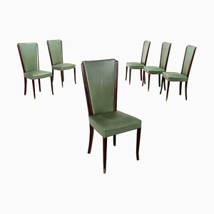 Italian Wooden Chairs, 1950s, Set of 6
