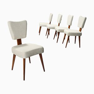 Vintage Chairs in Fabric and Beech, 1950s, Set of 5