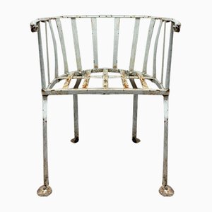 19th Century English Wrought Iron Garden Chair with Rounded Back
