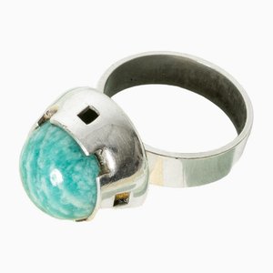 Ring aus Silber & Amazonit von Martti Viikinniemi, 1968