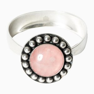 Silver and Rose Quartz Bracelet from Niels Erik From, 1960s