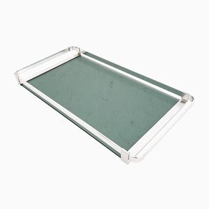 Vintage Tray in Satin Metal and Smoke Glass from MB Italia, 1960s