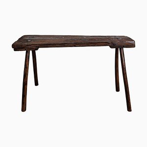 Mesa auxiliar italiana minimal de madera, banco o taburete, década de 1890