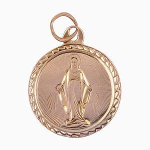 French 19th Century 18 Karat Rose Gold Virgin Standing Medal