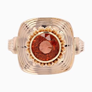 Französischer Spessartit Granat Ring aus 18 Karat Roségold, 1960er