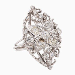 Vintage 18k White Gold & Diamond Ring, 1960s