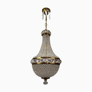 Lustre en Dôme Empire en Cristal de Perles, République Tchèque, 1950s