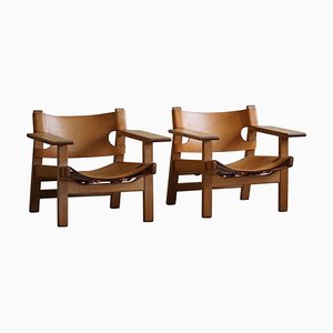Moderne spanische Dänische Stühle von Børge Mogensen für Fredericia, 1960er, 2er Set